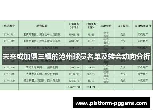 未来或加盟三镇的沧州球员名单及转会动向分析
