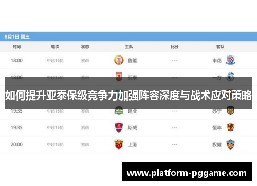 如何提升亚泰保级竞争力加强阵容深度与战术应对策略